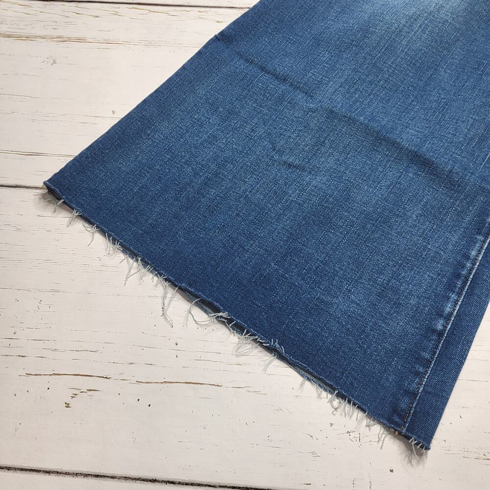 Madewell Flared Wide Leg Crop Jeans Raw Hm Super Stretch Medium Pelion Wash 26 - Picture 8 of 11
